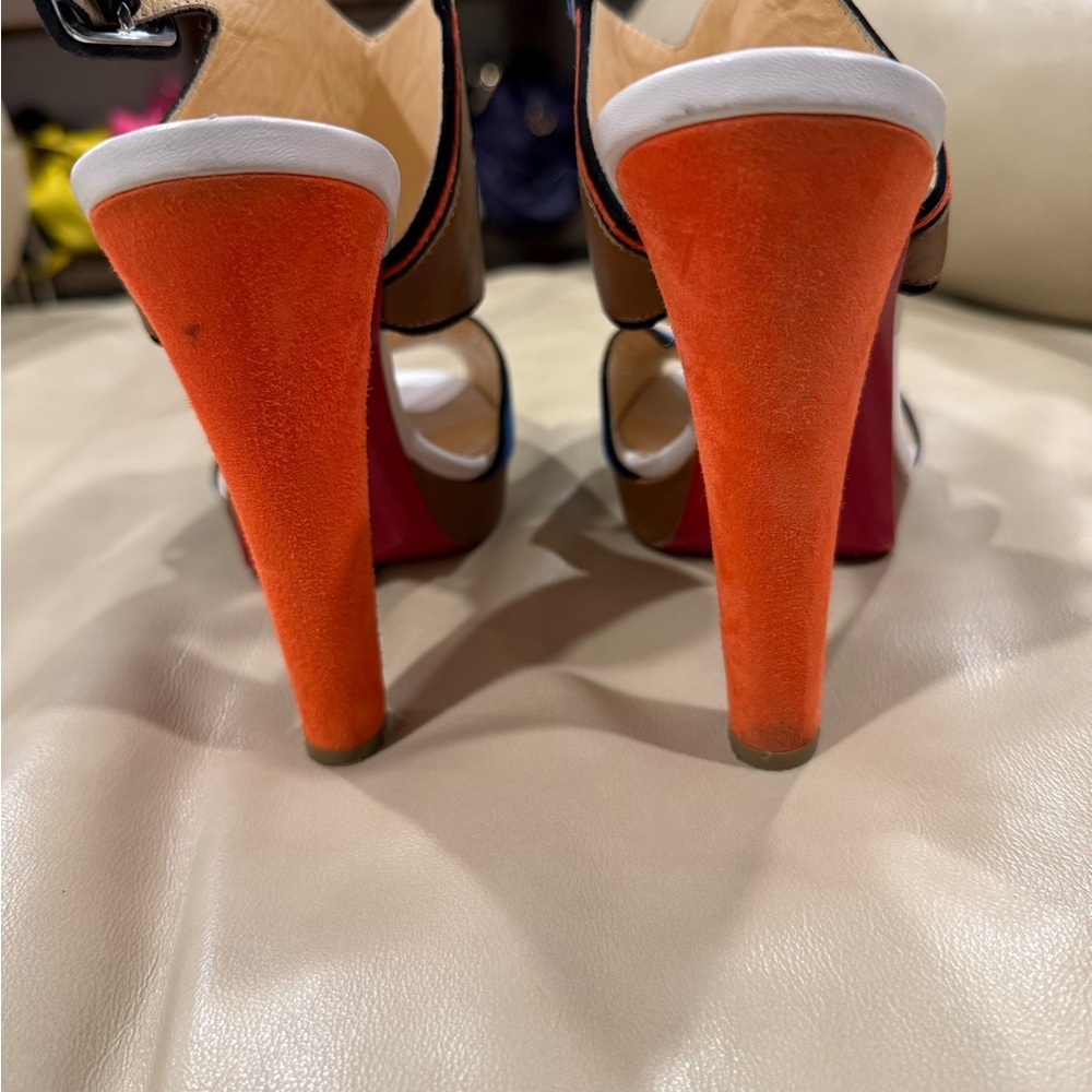 Christian Louboutin ankle strap heels from Tribalou collection RARE color block - Picture 7 of 9